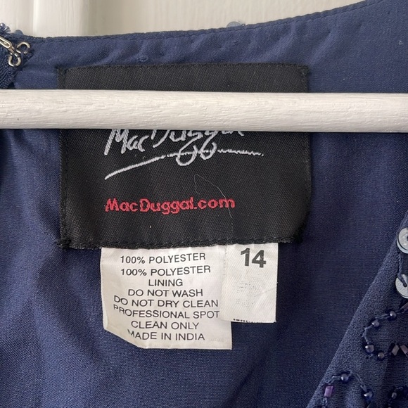Mac Duggal Dress 10740 Blue Long Sleeve Beaded Sequin Evening Gown NWT - Picture 6 of 7